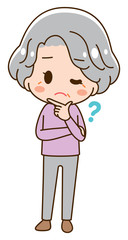 Illustration that senior woman is worried