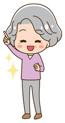 Illustration that senior woman works hard toward the goal