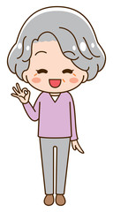 Illustration that senior woman is ok with smile