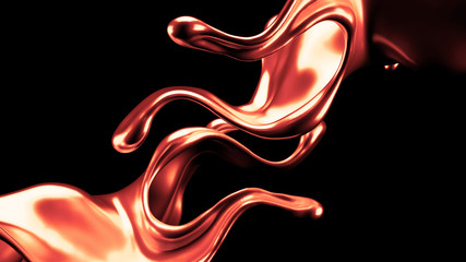 Luxury elegant splash liquid gold. 3d illustration, 3d rendering.