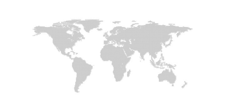 Continents in points. Planet Earth in pixels. Gray background. © nachkar