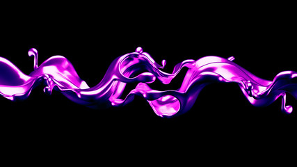 Luxury elegant splash liquid gold. 3d illustration, 3d rendering.