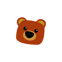 Cute bear round vector graphic icon.grizzly bear animal head, face illustration. Isolated on white background