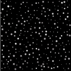 Glitter pattern for banner, greeting card. Confetti cover from silver stars.