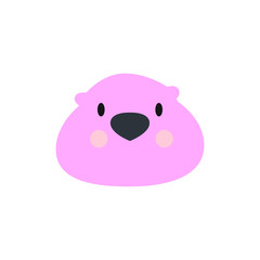 Cute bear round vector graphic icon.grizzly bear animal head, face illustration. Isolated on white background