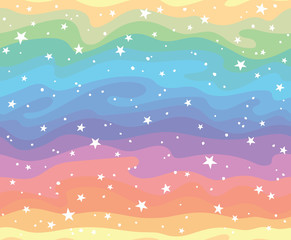 Fototapeta na wymiar Seamless pattern with abstract rainbow gemstone lines and stars