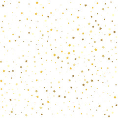 Falling golden abstract decoration for party, birthday celebrate, anniversary or event, festive. Gold stars on a white background.