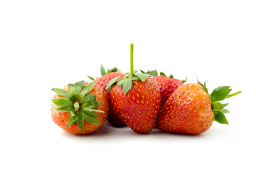 fresh red strawberry pile isolated on white background and clipping path.