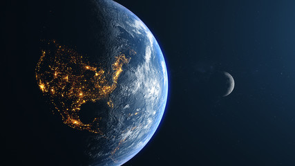America Earth Moon Left View Background