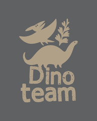 Dinosaur team logo. Simple flat style. Vector emblem
