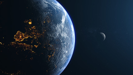 Obraz na płótnie Canvas Europe Earth Moon Left View Background