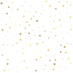 Abstract pattern of random falling gold stars. Glitter pattern for banner, greeting card.