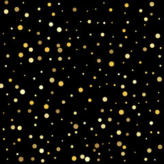 Golden dots on a square background. Sparkle tinsel elements celebration graphic design.