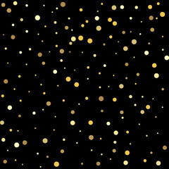 Falling golden dot abstract decoration for party, birthday celebrate, anniversary or event, festive. Template for holiday designs, invitation, party, birthday, wedding.