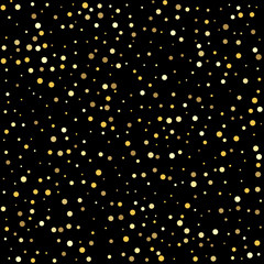 Fototapeta na wymiar Gold flying dots confetti magic cosmic christmas vector. Christmas dots background vector, flying gold sparkles confetti.