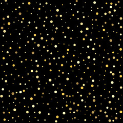 Falling golden dot abstract decoration for party, birthday celebrate, anniversary or event, festive. Sparkle tinsel elements celebration graphic design.