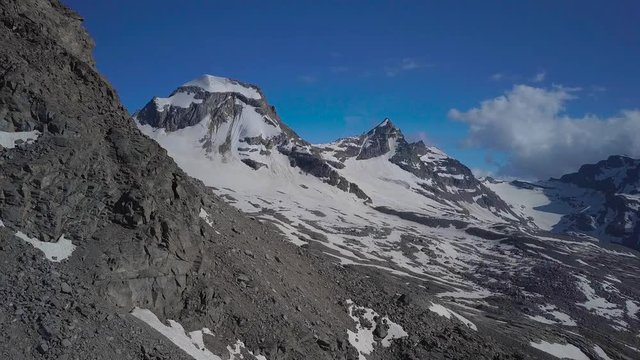 Aerial Flight in the Italian Alps. Gran paradiso national park. 4K