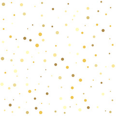Abstract pattern of random falling gold dots. Holiday party decor.