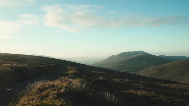 TIMELAPSE Clouds rolling over Cooley mountains at sunrise in Ireland