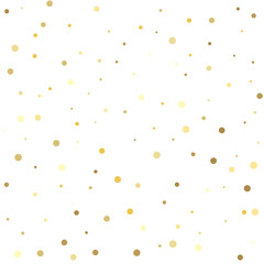 Golden dots on a square background. Gold flying dots confetti magic cosmic christmas vector.