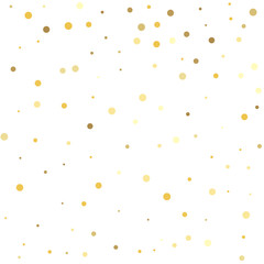 Abstract pattern of random falling gold dots. Sparkle tinsel elements celebration graphic design.