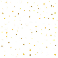 Gold dots. Christmas dots background vector, flying gold sparkles confetti.