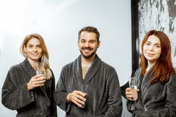 People with mineral water at the pump-room