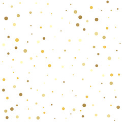 Festival decor. Gold flying dots confetti magic cosmic christmas vector.