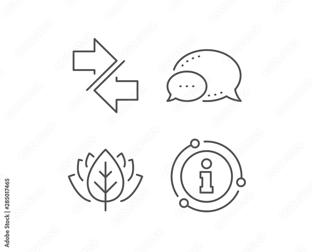 Poster synchronize arrows line icon. chat bubble, info sign elements. communication arrowheads symbol. navi