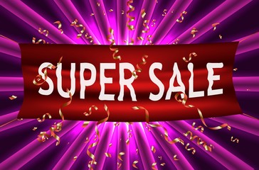 Big, half price and one day super sale banners.