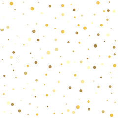 Texture of gold foil. Gold flying dots confetti magic cosmic christmas vector.