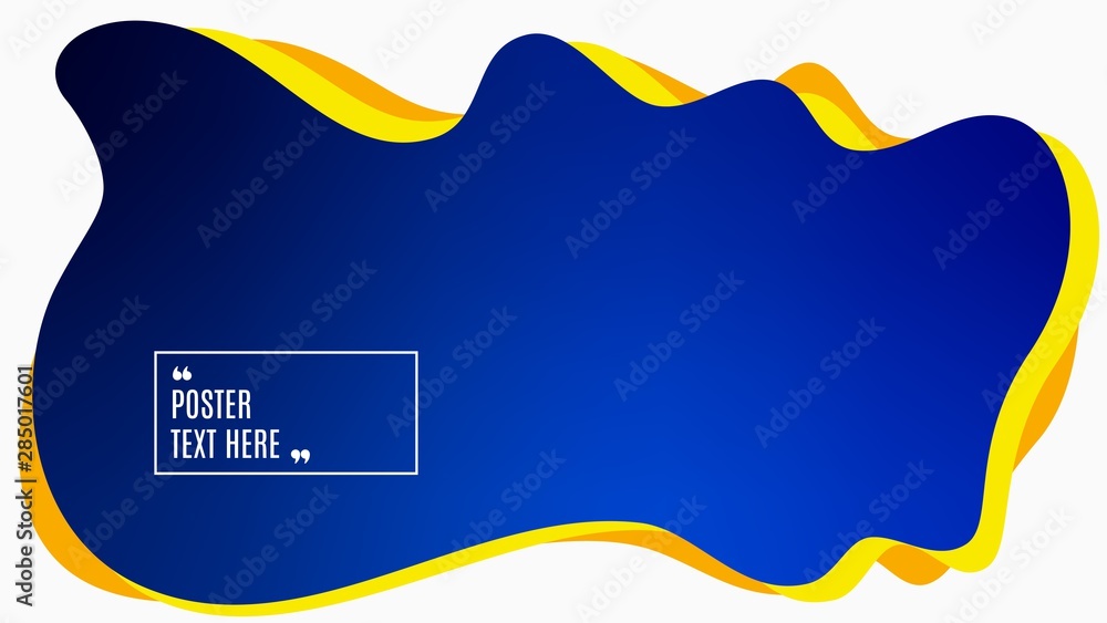 Poster blurred background. geometric liquid shape. abstract blue gradient design. dynamic shape background.