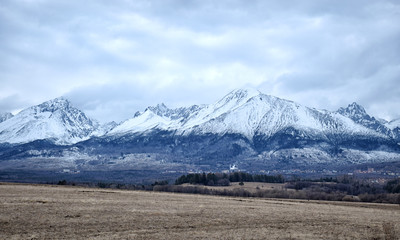 cloudy day, snowy mountain peaks, cold winter day, Tatra Mountains, Slovakia