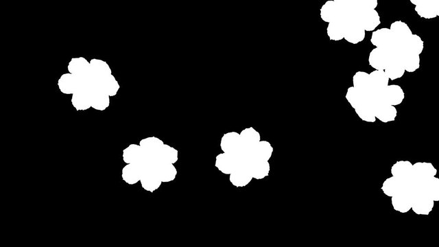 3D animation of a yellow flower petals flow with alpha layer