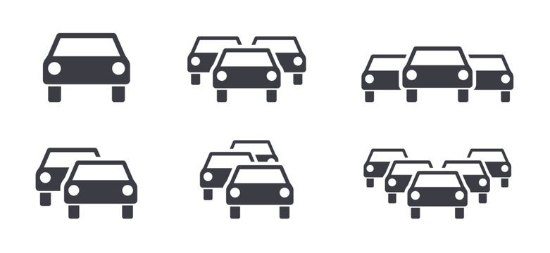 Cars and traffic jam symbols icons
