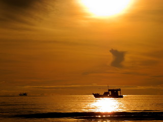 sunset over the sea with beautiful sky