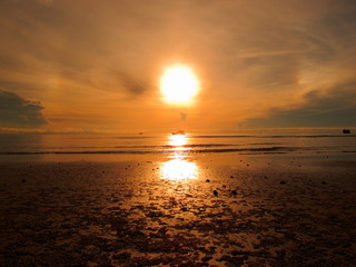 Sunset above the sea with beautiful sky