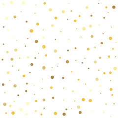 Abstract pattern of random falling gold dots. Holiday party decor.