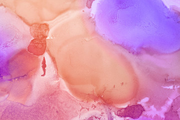 Fototapeta premium Colorful hand painted alcohol ink background. Abstract delicate texture. Contemporary wallpaper.