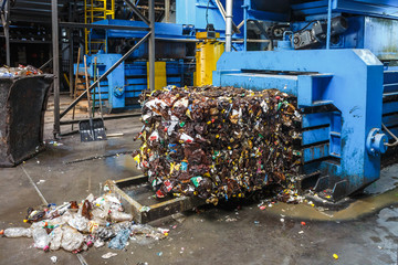 Separate garbage collection. Equipment for pressing debris sorting material to be processed in a...