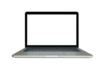 Laptop computer with blank screen isolated on white background