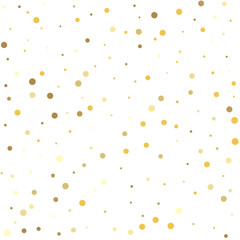 Gold flying dots confetti magic cosmic christmas vector. Golden dots on a square background.