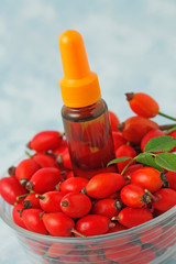 Dog rose hips (Rosa canina). Oil for skin treatment.