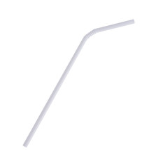 White plastic straw isolated on white background