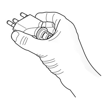 Stromstecker Typ J mit Hand [schwarz-weiß]