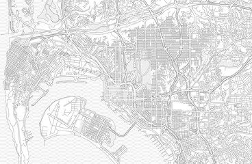 Fototapeta premium San Diego, California, USA, bright outlined vector map