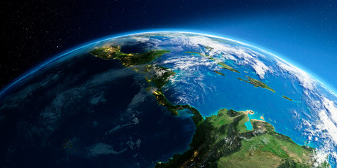 Detailed Earth. The countries of Central America
