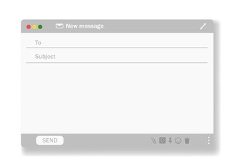 E-mail blank template internet mail frame interface for mail message.