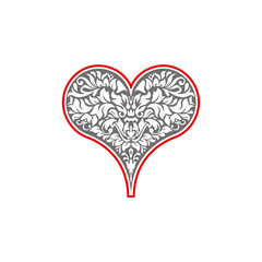 Obraz na płótnie Canvas Poker playing card suit Hearts design shape single icon. Hearts suit deck of playing card used for ace in Las Vegas royal casino. Single icon pattern isolated on white. Ornament drawing pic for tattoo