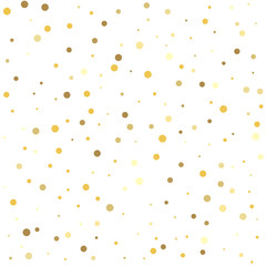Abstract pattern of random falling gold dots. Glitter pattern for banner, greeting card.